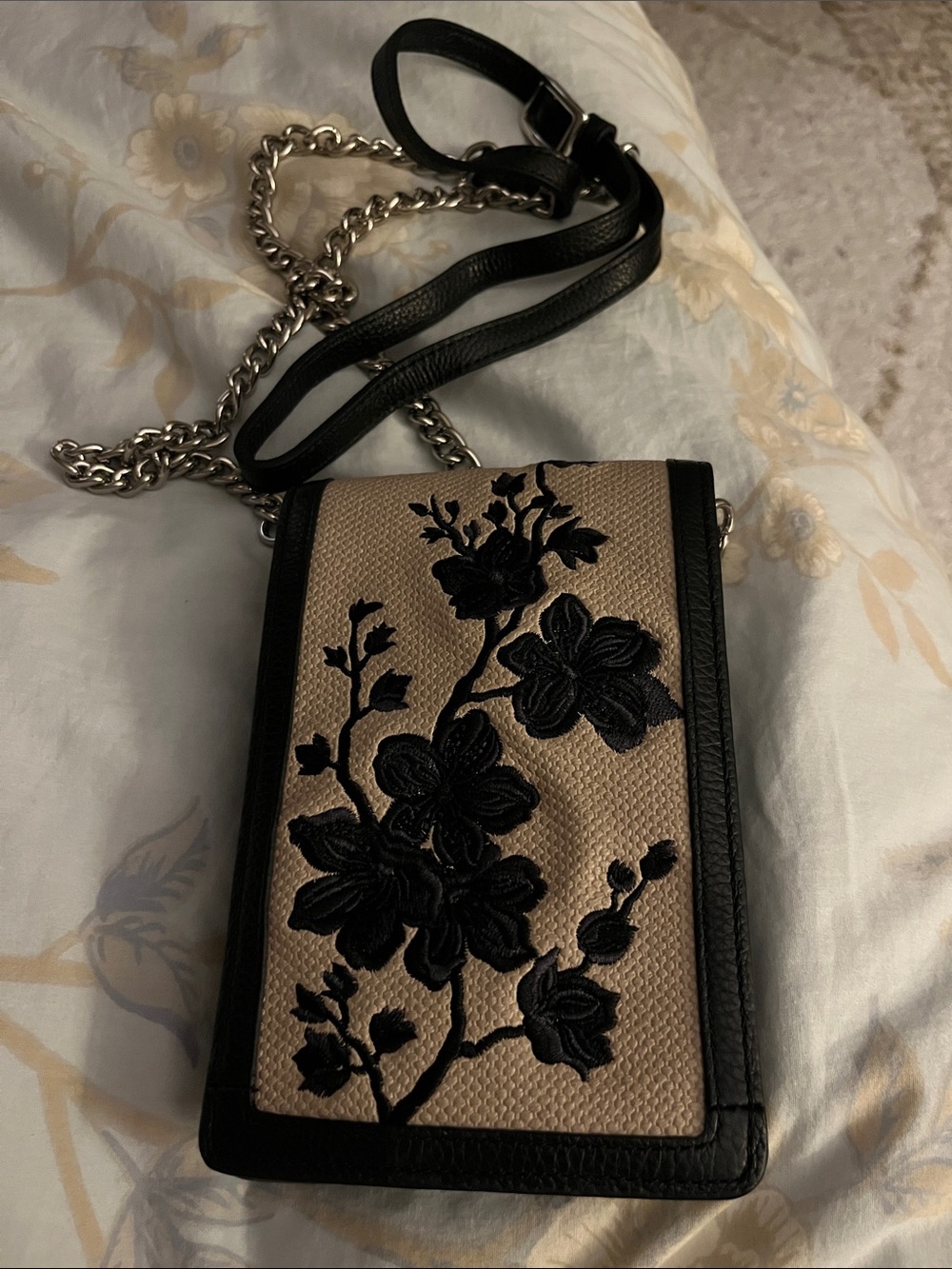 Brighton Black and Beige Pebbled Leather Crossbody